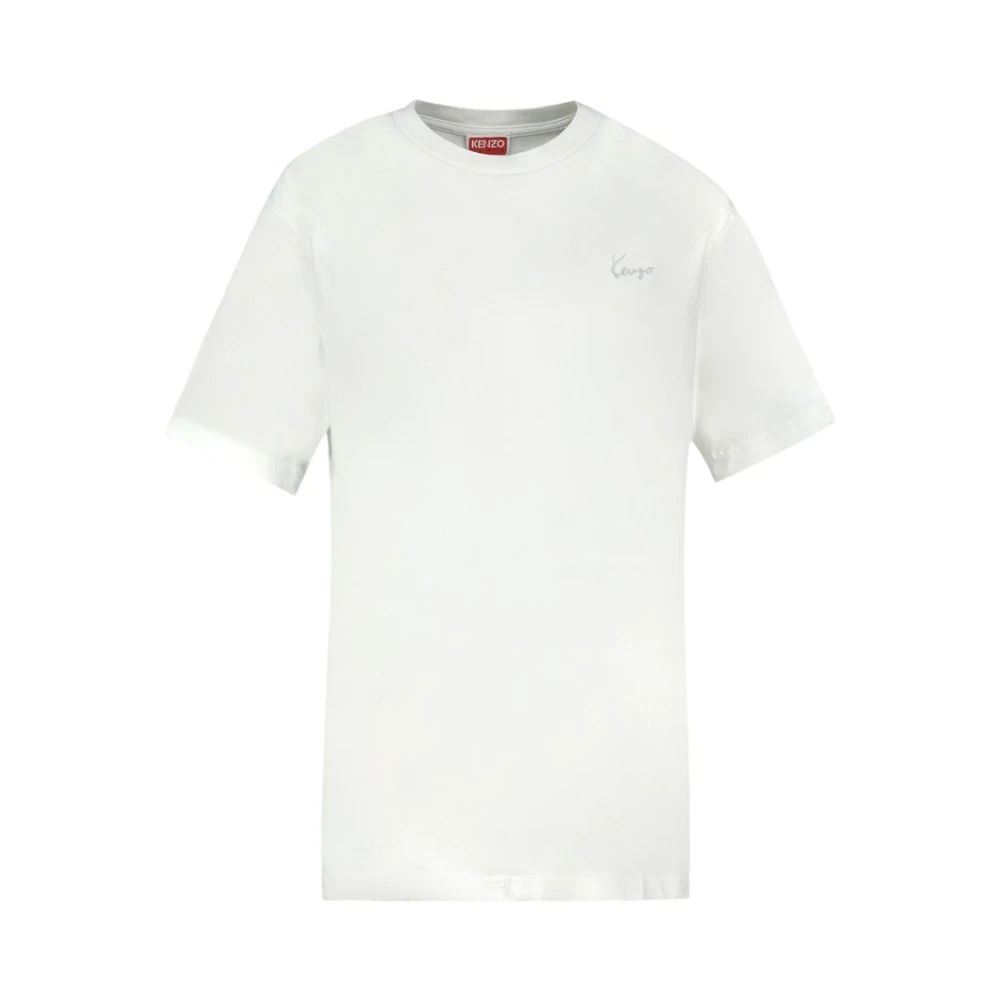 Kenzo Men's White T-Shirts, M, Signature Embroidered T-Shirt