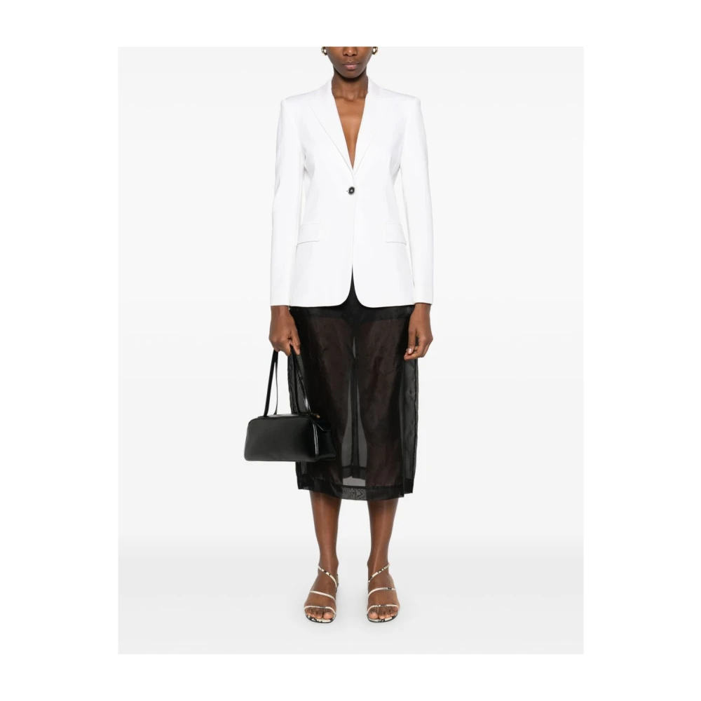 pinko Witte Geknoopte Jas met Zakken White Dames