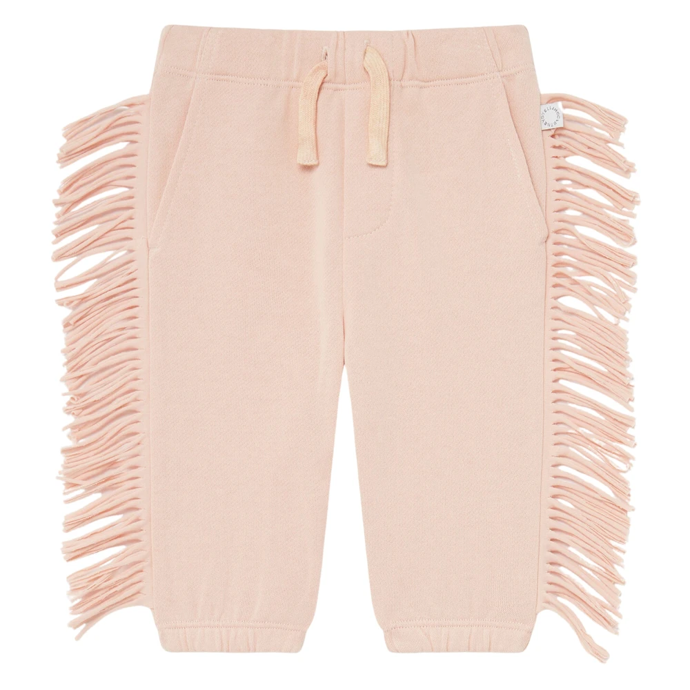 Stella Mccartney Girls Pink Sweatpants,, Fringed Joggers For Baby Size 3 Y