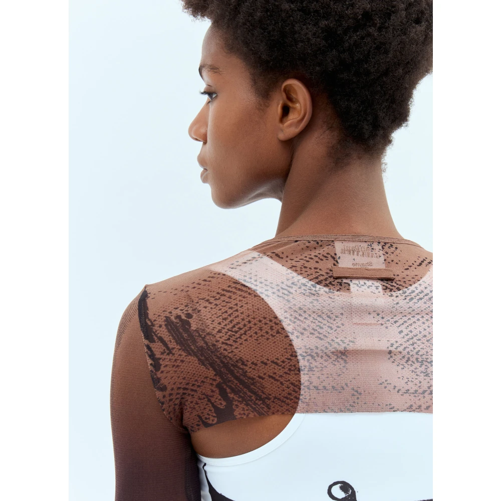Jean Paul Gaultier Mesh Grafische Print Sport Crop Top Multicolor Dames