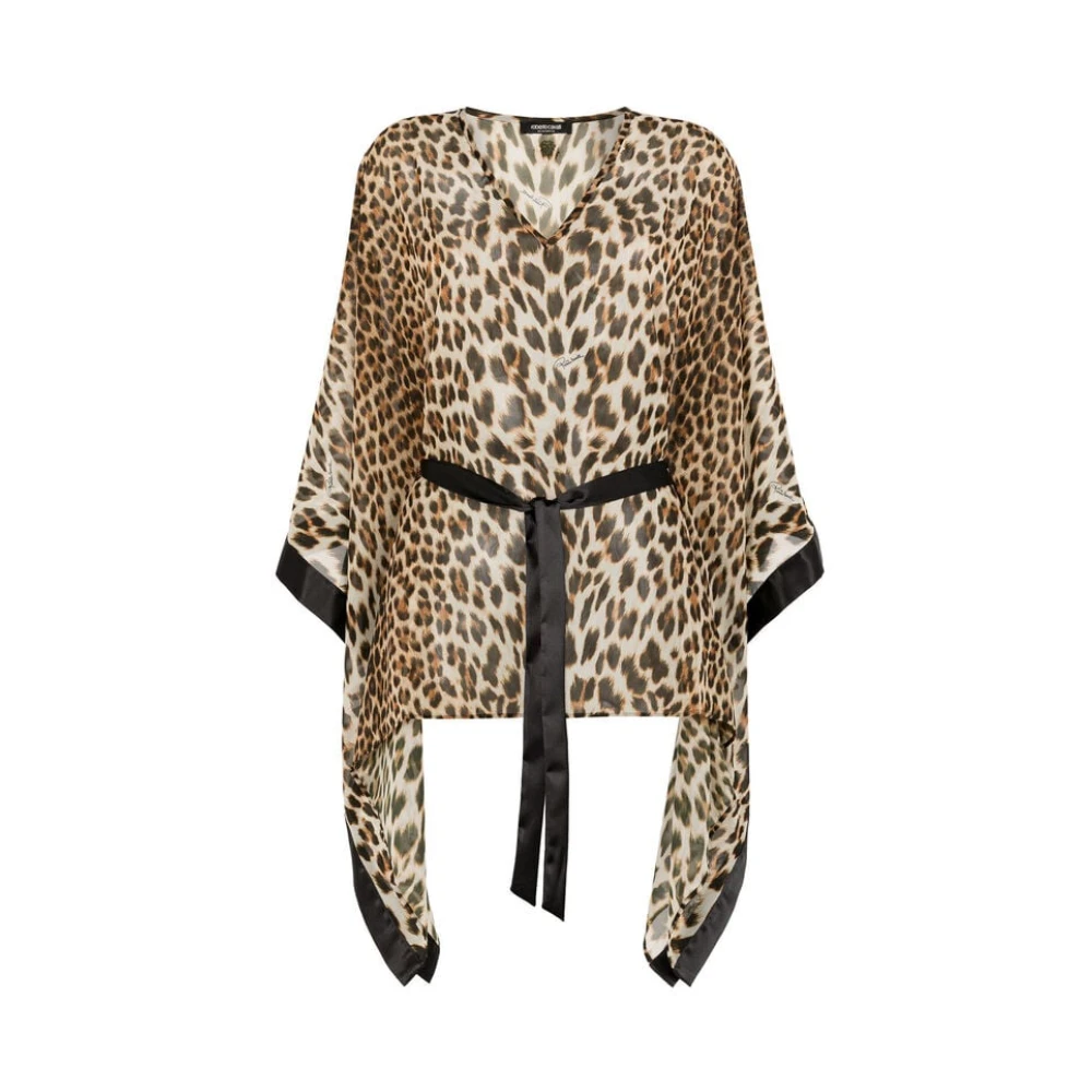 Roberto Cavalli Luipaardprint Kaftan Jurk Brown Dames