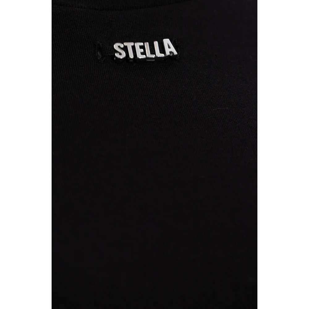 Stella Mccartney T-shirt met logo-vormige applicatie Black Dames