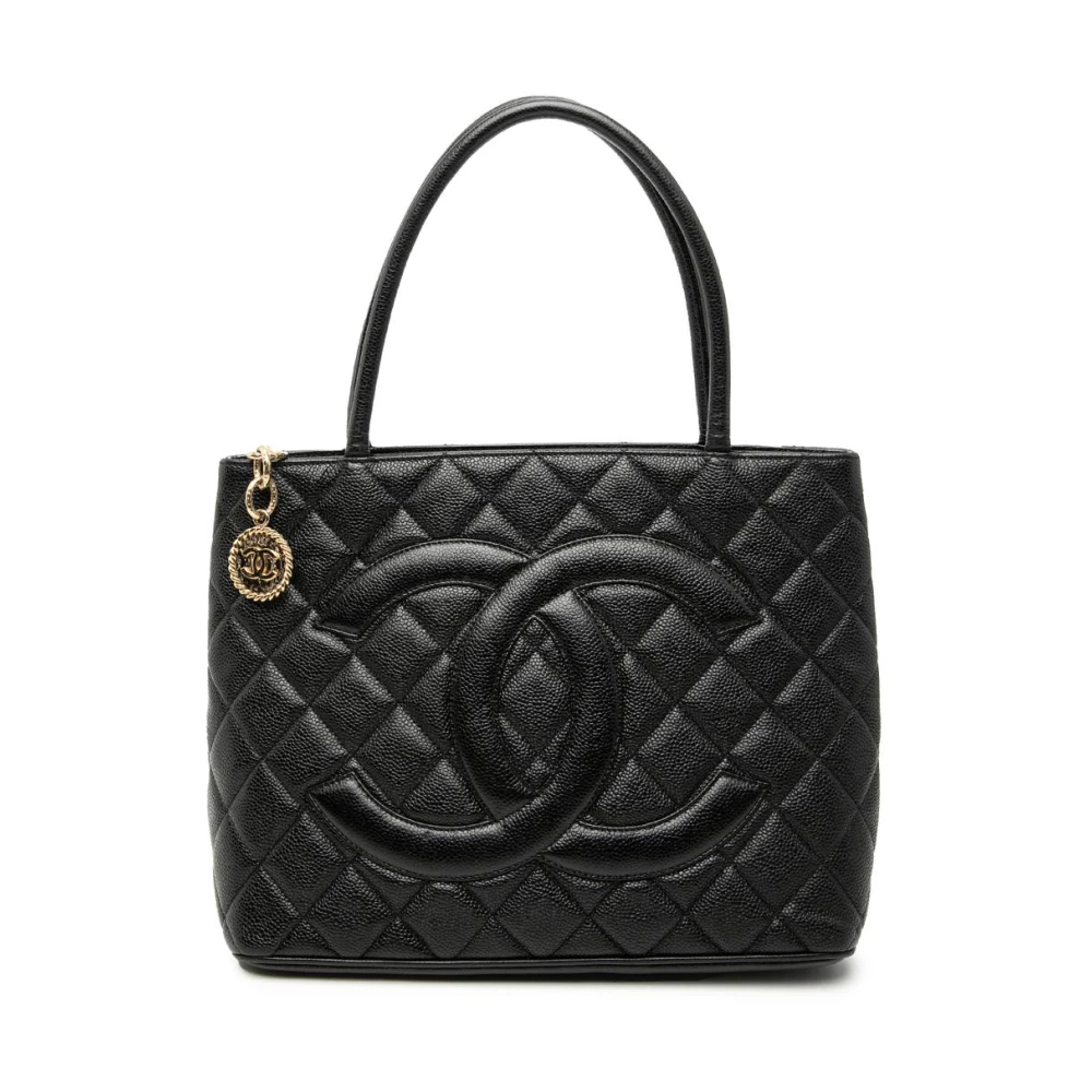 Chanel Vintage Women's Black Pre-Owned Vintage Quilted Tote Bag