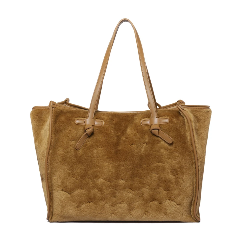 Gianni Chiarini Bruine Teddy Shoppingtas met Leren Handvatten Brown Dames