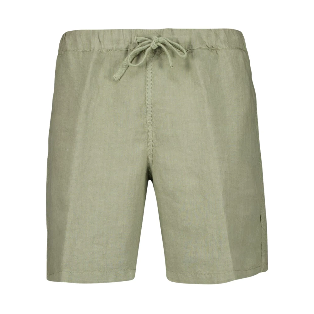 120% Lino Green Casual Shorts, Male, 3XL, Cactus Linen Bermuda Shorts