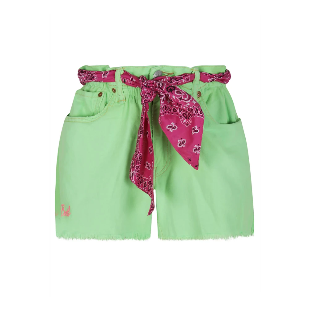 MC2 Saint Barth Fluorescerend Groen Denim Candy Shorts Green Dames