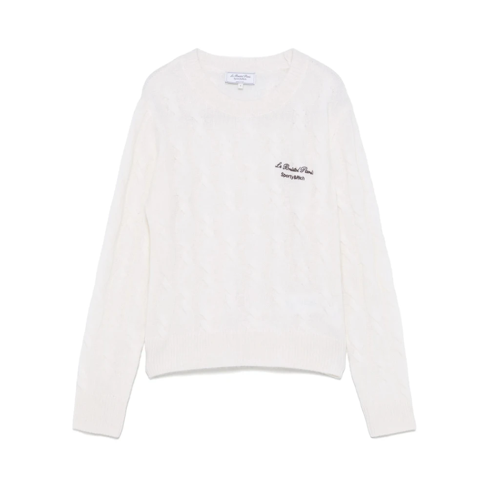 Sporty & Rich Ecru Logo Crew Neck Sweater White Dames