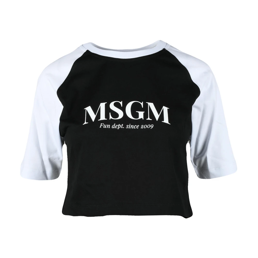 Msgm Zwart Wit T-Shirt voor Vrouwen Black Dames