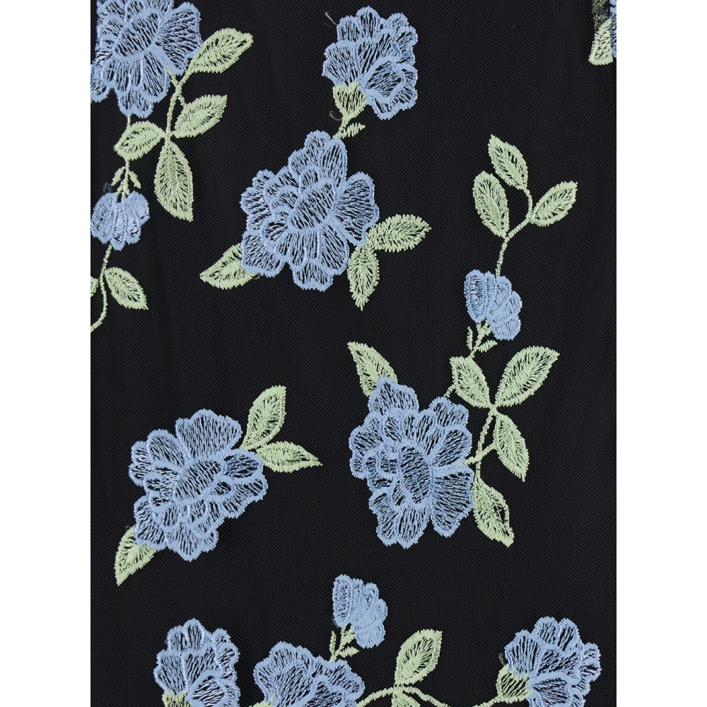 Rotate Birger Christensen Zwarte bloemenpotloodrok met mesh Multicolor Dames