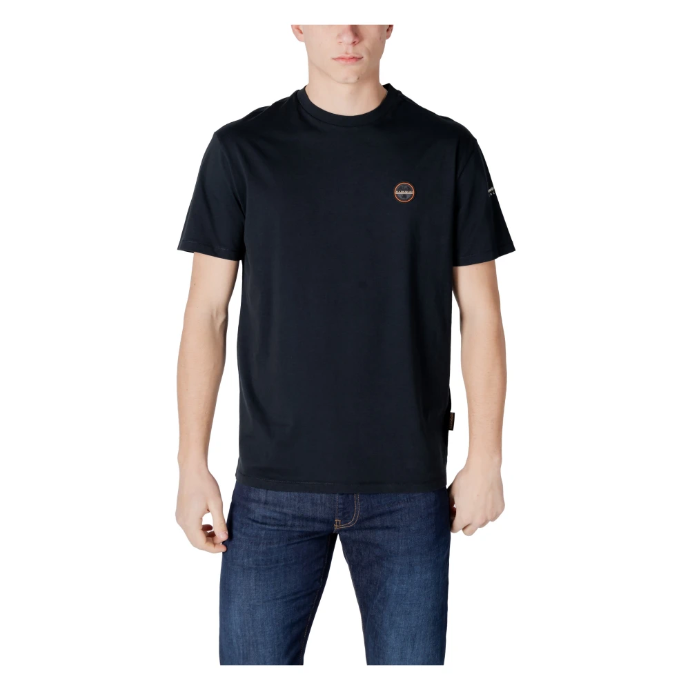 Napapijri Zwart Katoenen T-shirt Korte Mouw Black Heren