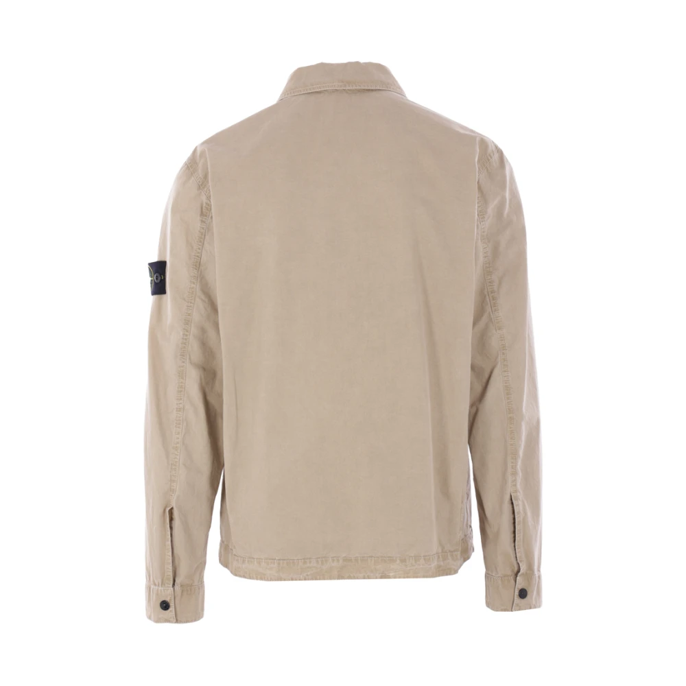 Stone Island Lichtbeige Katoenen Overhemdjasje Beige Heren