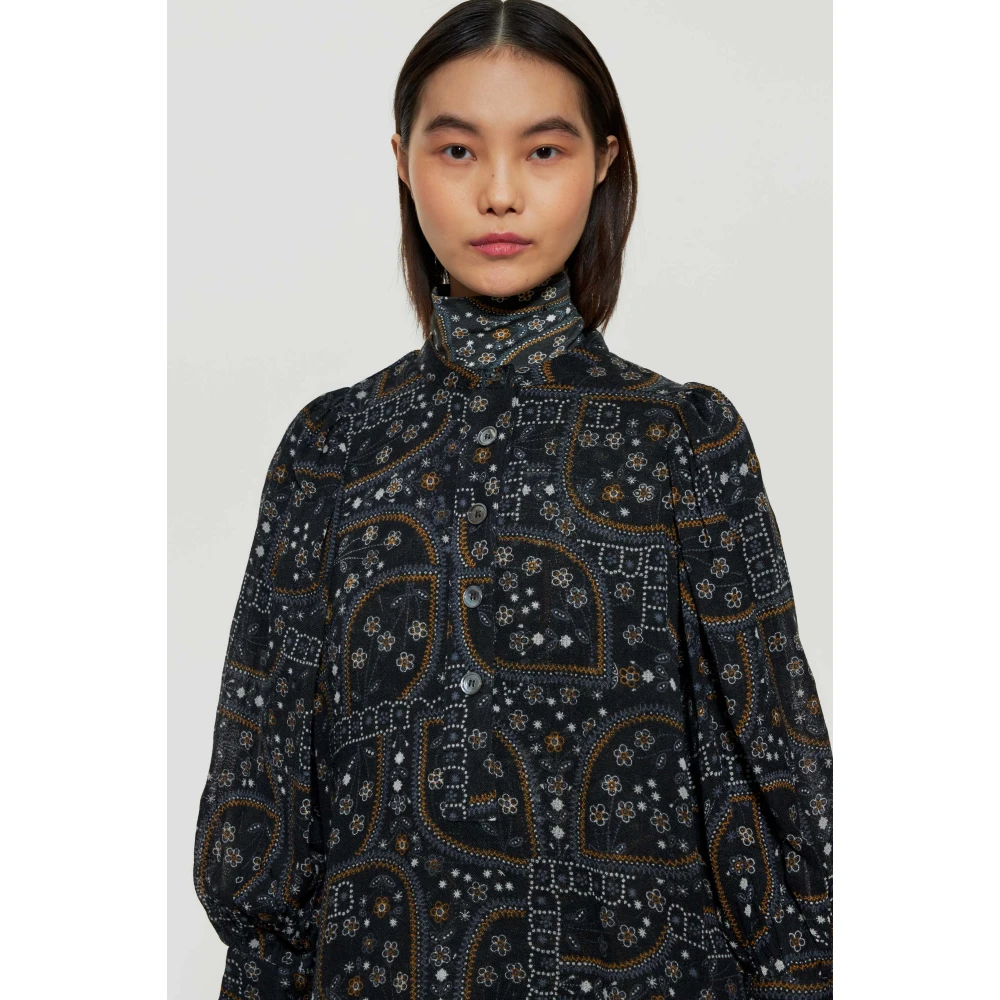 Antik batik Elie print jurk Black Dames