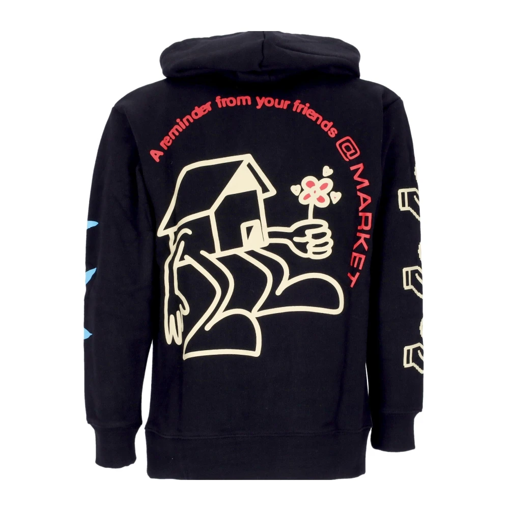 Market Zwarte hoodie met Peace and Power print Black Heren