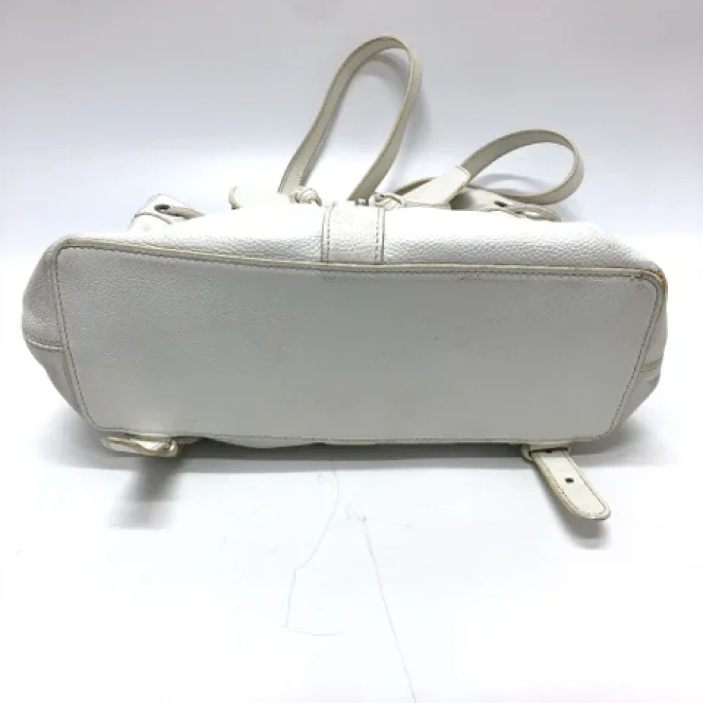 Chanel Vintage Pre-owned Leather backpacks White Dames