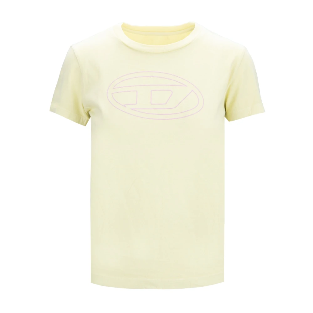 Diesel Dam Logotyp T-shirt i Bomull Yellow, Dam