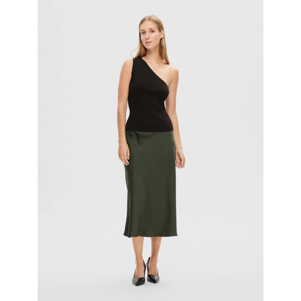 Selected Femme Lura Lurex One Shoulder Gebreide Top Zwart Lurex Black Dames