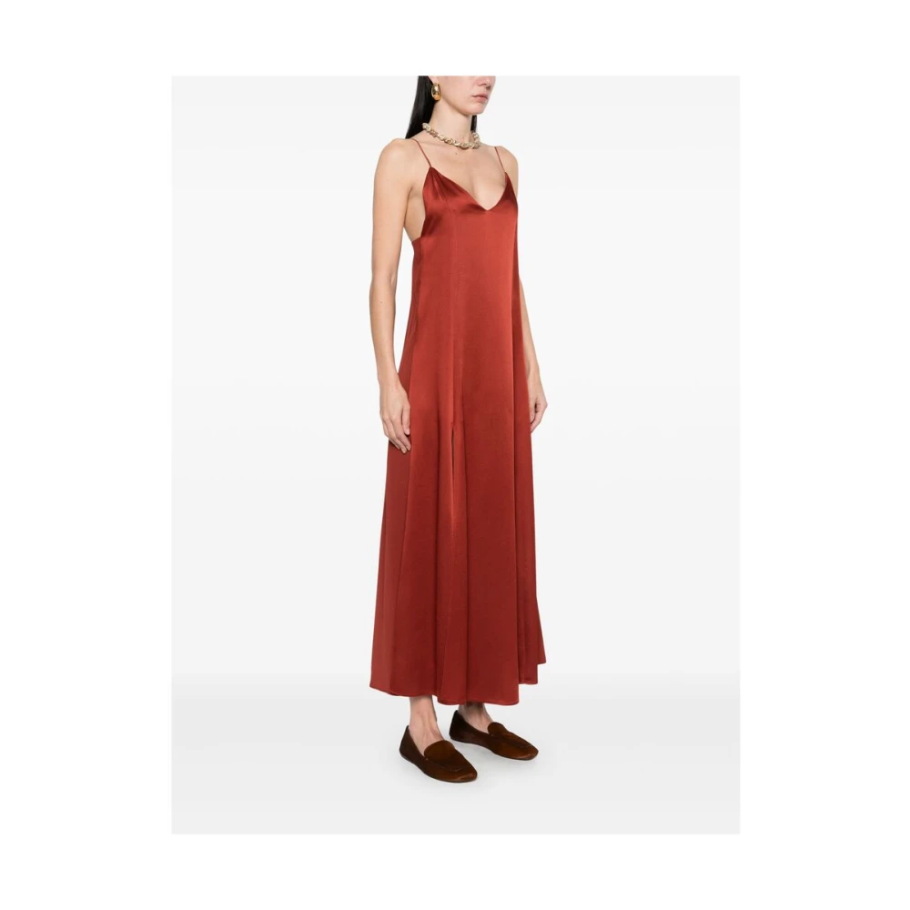 Forte Terracotta Bruine Spaghettiband Jurk met Splitten Brown Dames