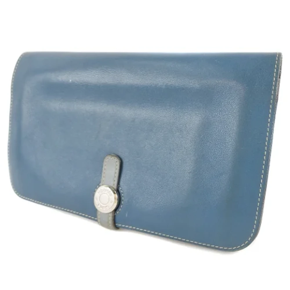 Hermès Vintage Pre-owned Leather wallets Blue Dames