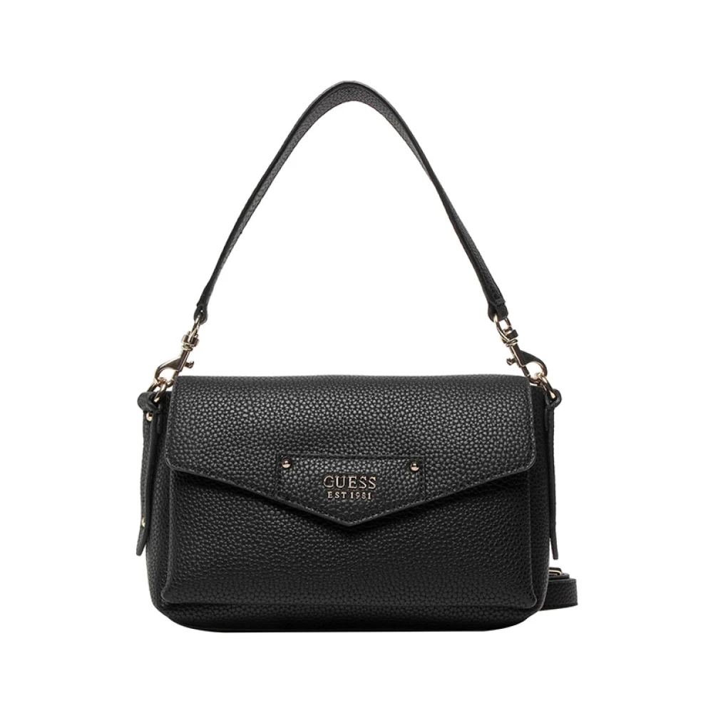 Guess Svart Shopper Väska med Gyllene Detaljer Black, Dam