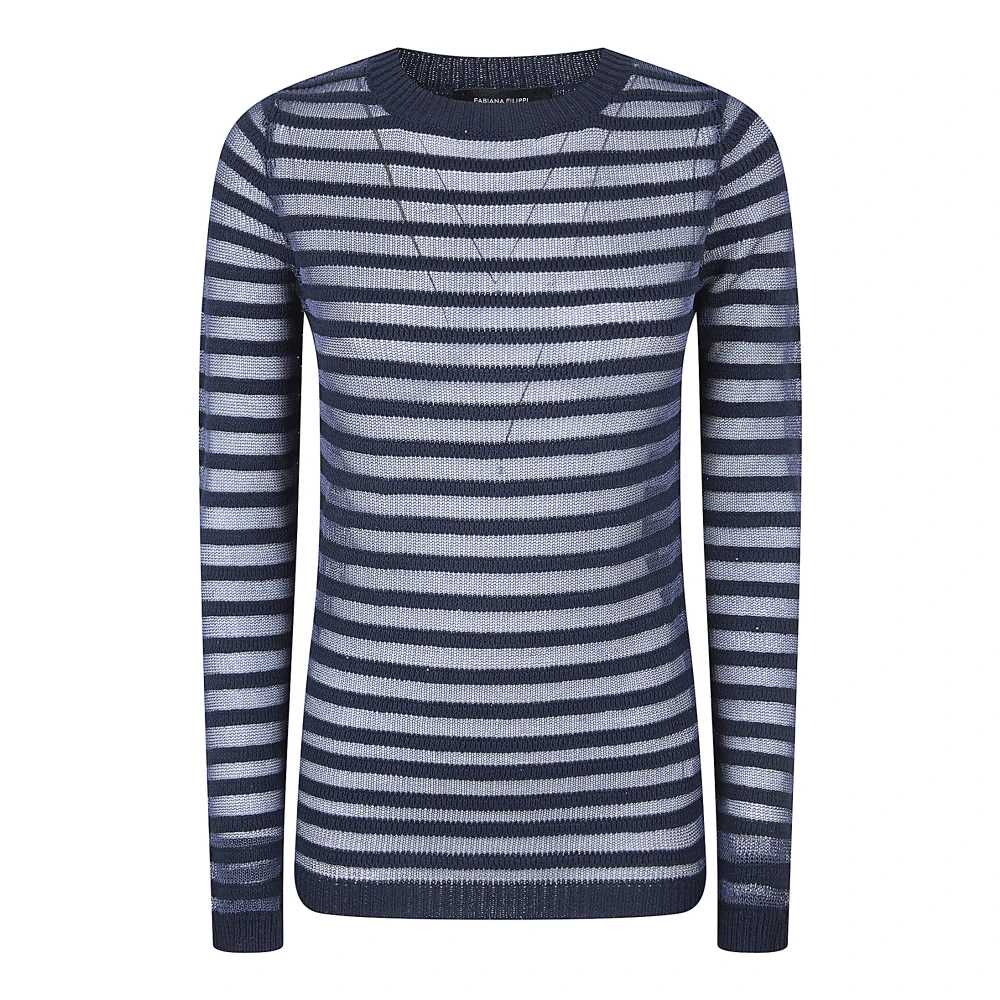 Fabiana Filippi Blue Boat-Neck Jumper - Female - Round-Neck Knitwear - M - Knitwear