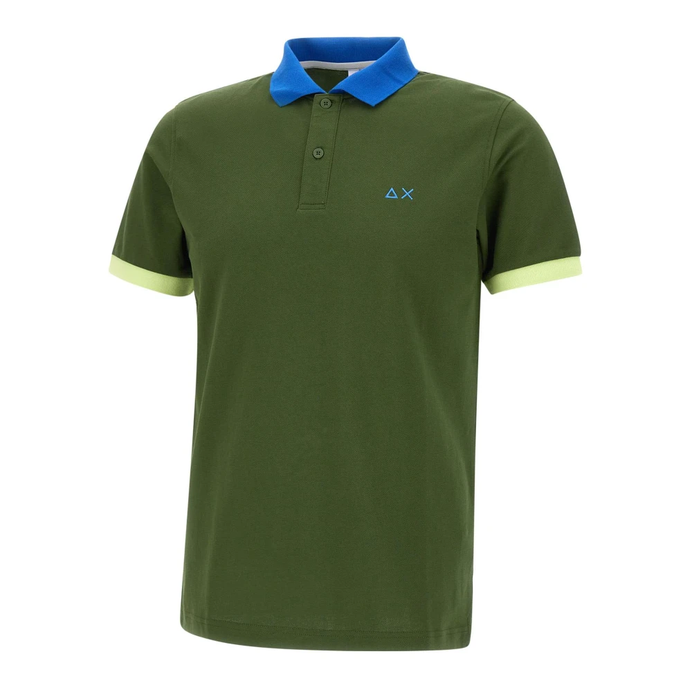 Sun68 Men's Green Polo Shirts, S, 3 Color Way Polo