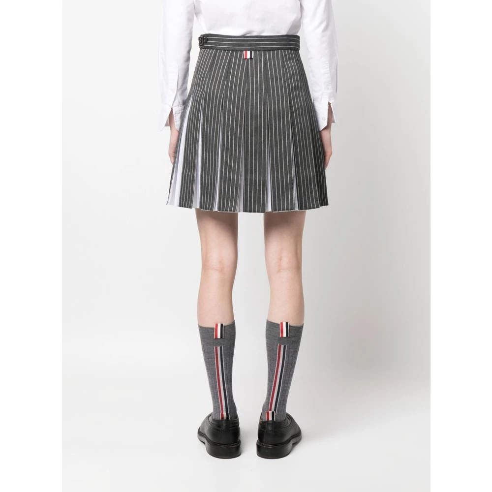 Thom Browne Grijze Logo Rok met Plooien Gray Dames