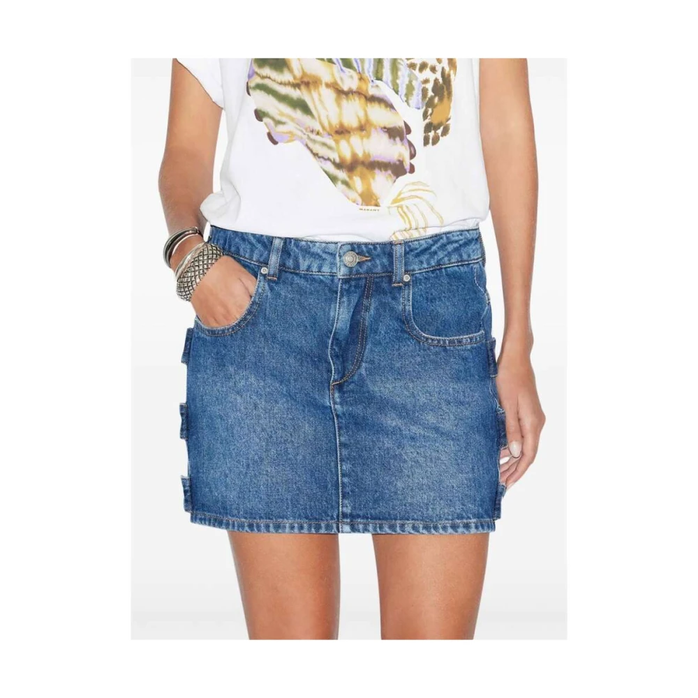 Isabel Marant Étoile Blauwe Denim Rok met Logopatch Blue Dames