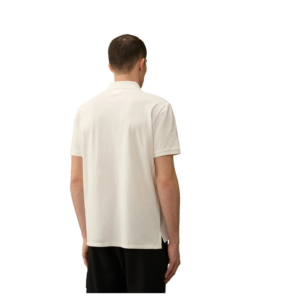 C.P. Company Korte Mouw Geribbelde Poloshirt White Heren