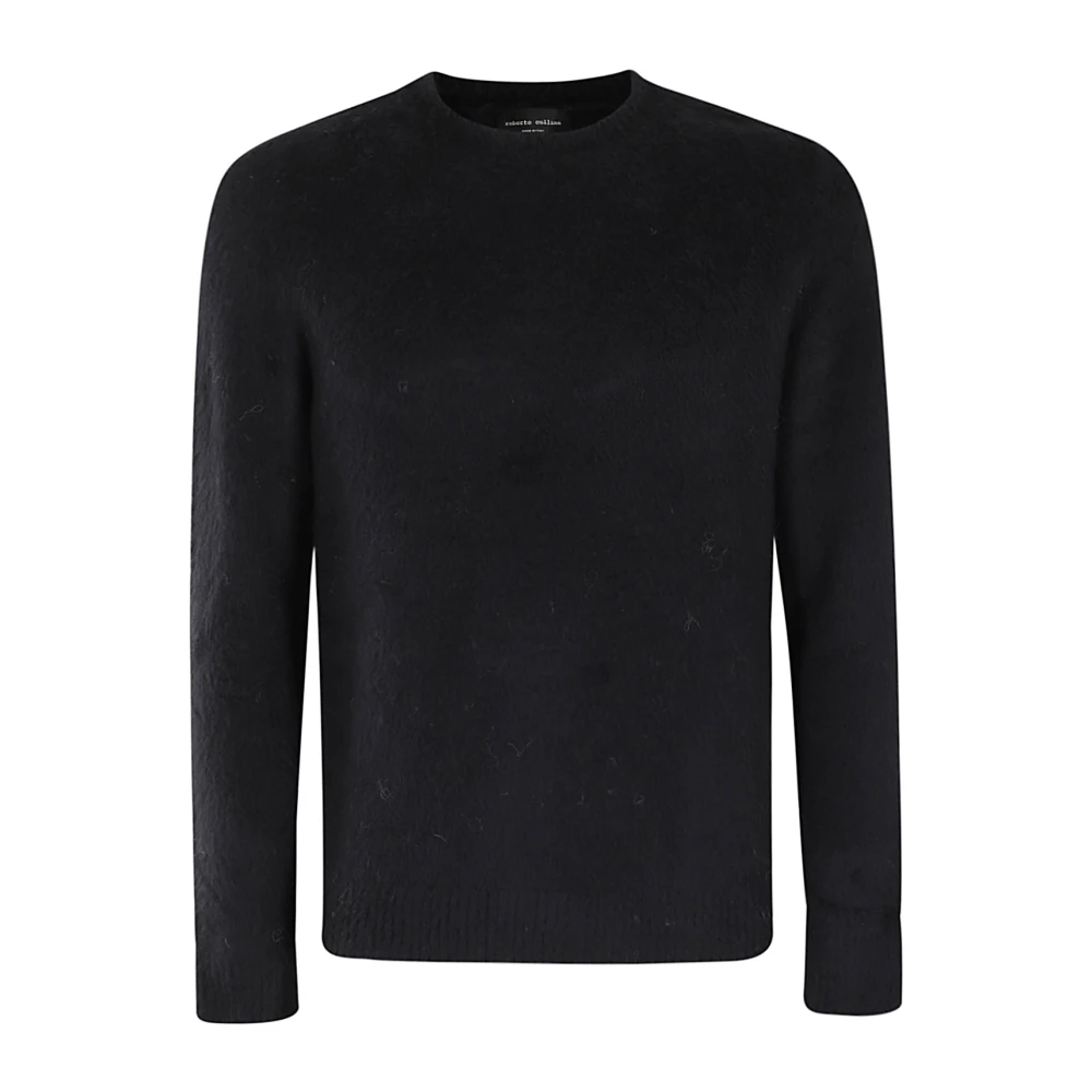 Roberto Collina Katoenen Ronde Hals Trui Black Heren