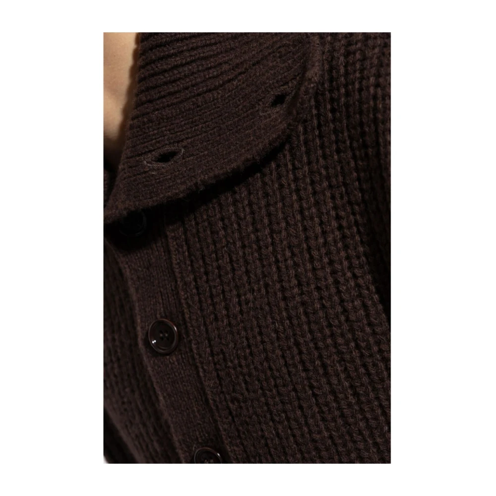 Dries Van Noten Polo Sweater met hoge kraag Brown Heren