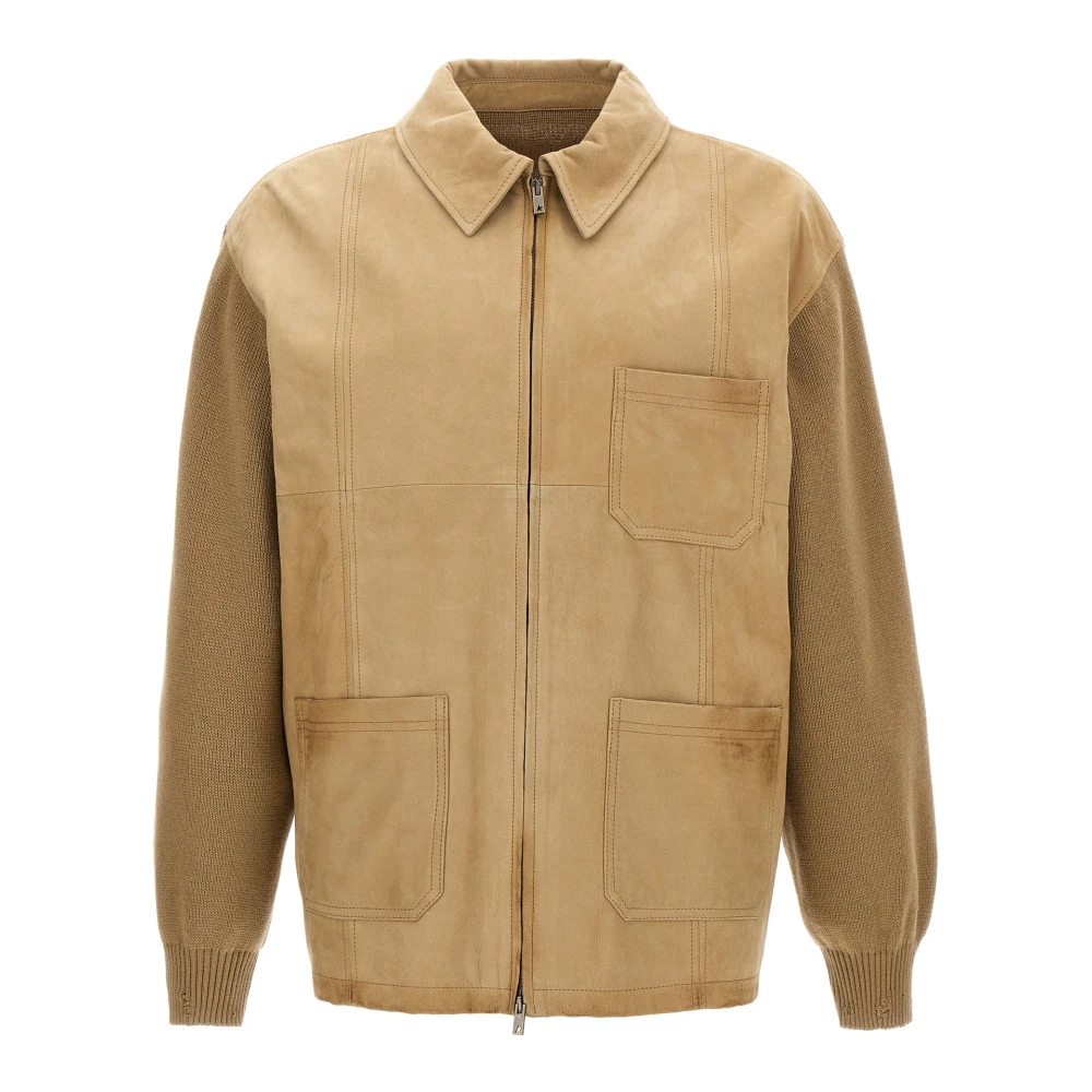 Golden Goose Herr Beige Jackor M, Läder, Neil Stickad Jacka