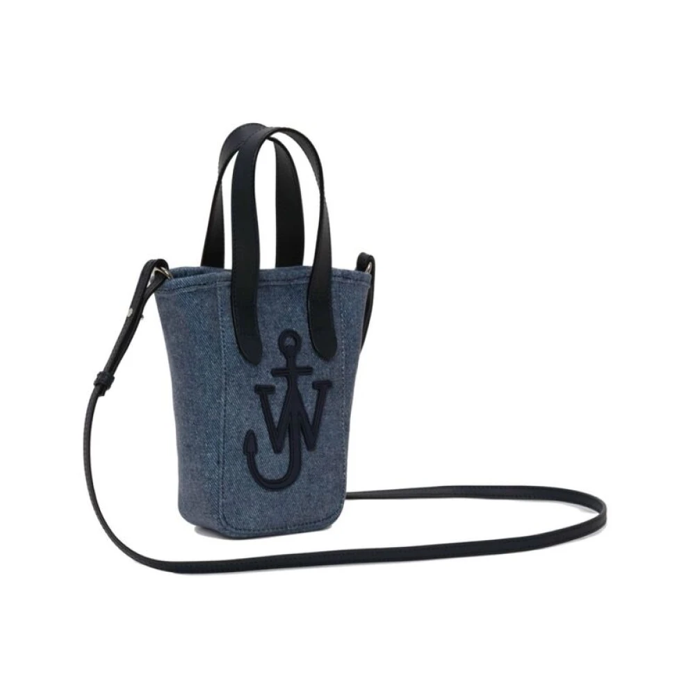 JW Anderson Indigo Velvet Anchor Logo Tas Blue Dames