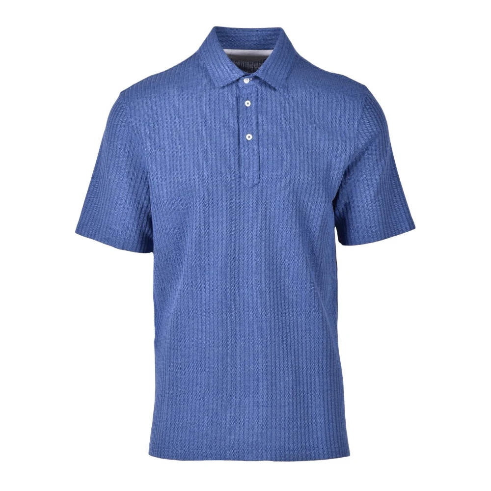 BRUNELLO CUCINELLI Zijde Blend Polo Shirt Blue Heren