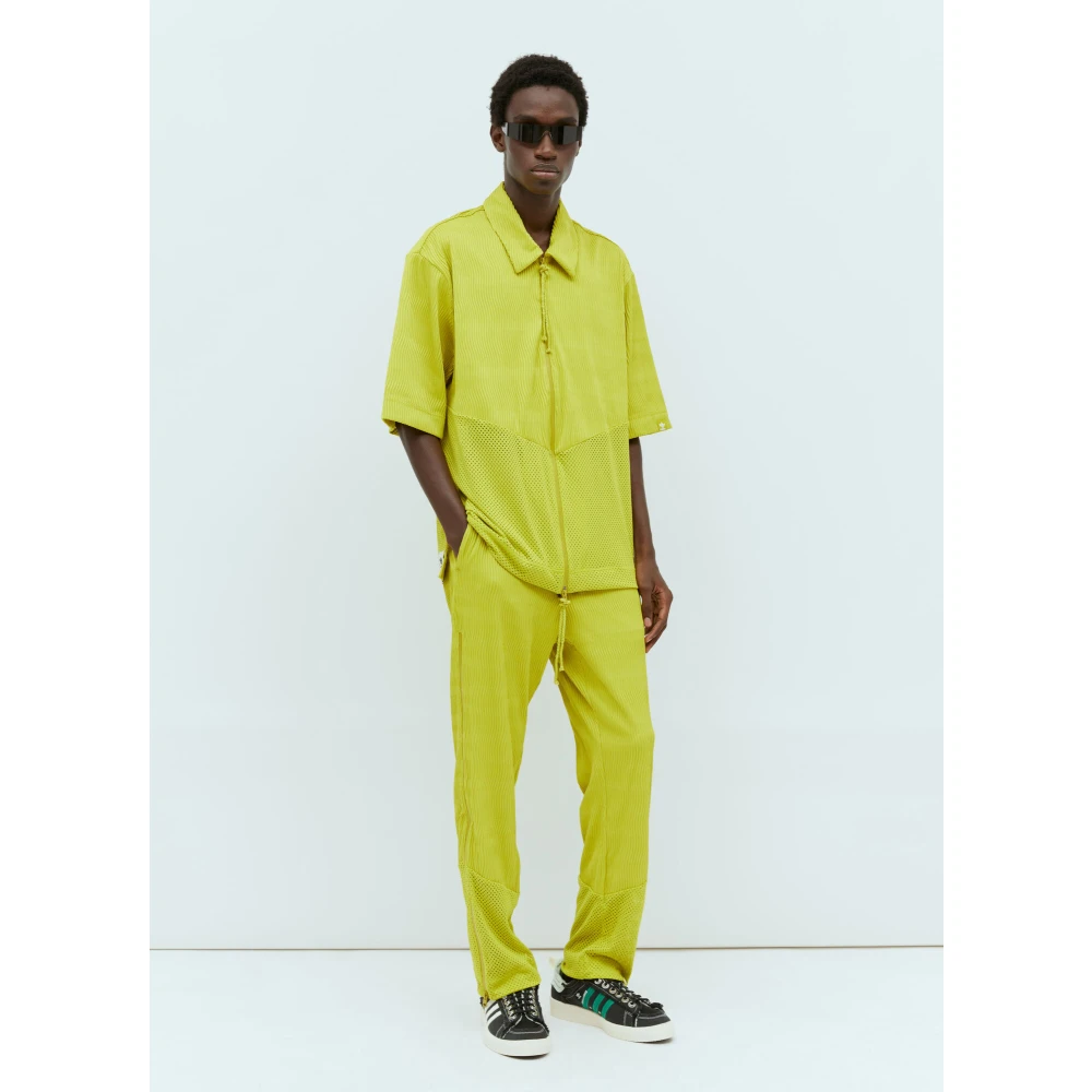 Adidas Zip-Up Shirt met Micro-Strik Plooien Green Heren