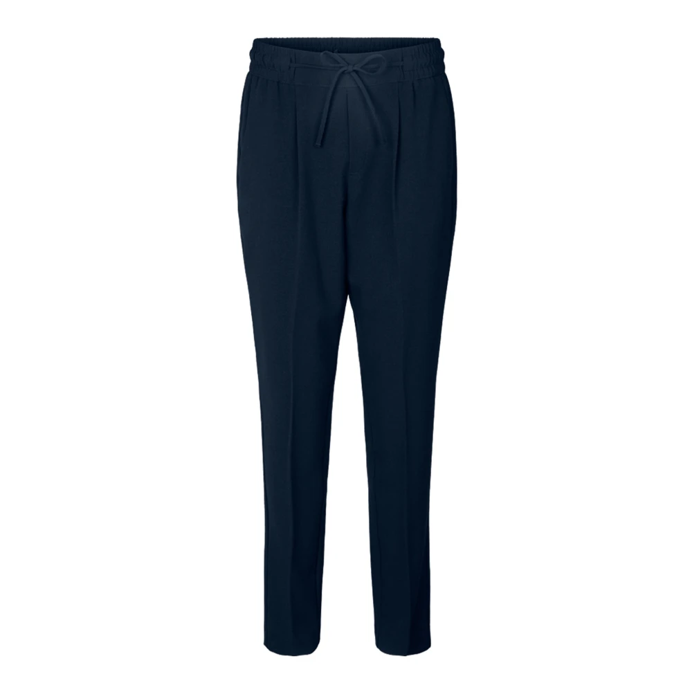 Freequent Elegante Navy Broek met Elastische Tailleband Blue Dames