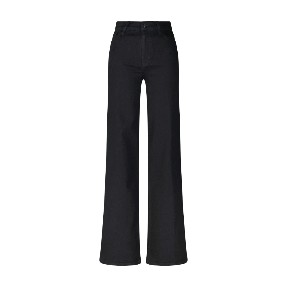 Frame Women's Black Wide Trousers, W32, High-Waist Palazzo Jeans