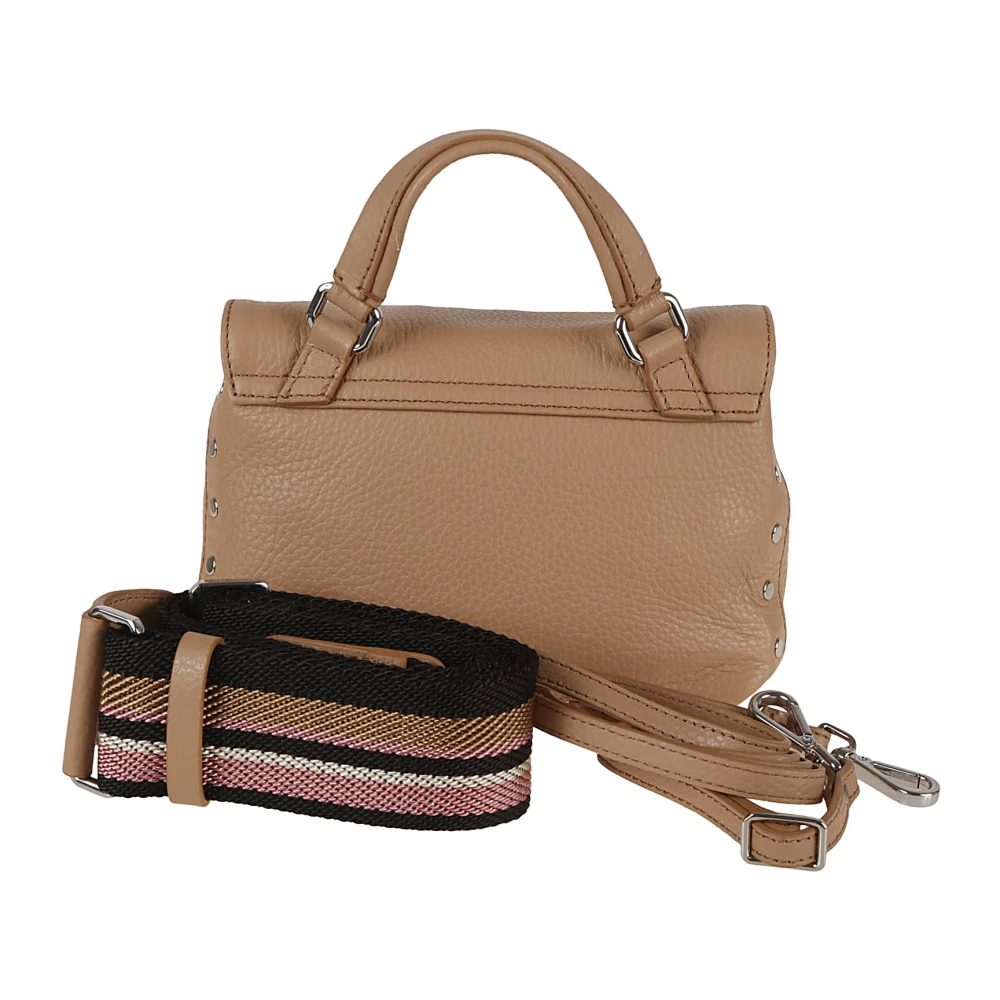 Zanellato Bruine Schoudertas met Zilveren Studs Brown Dames