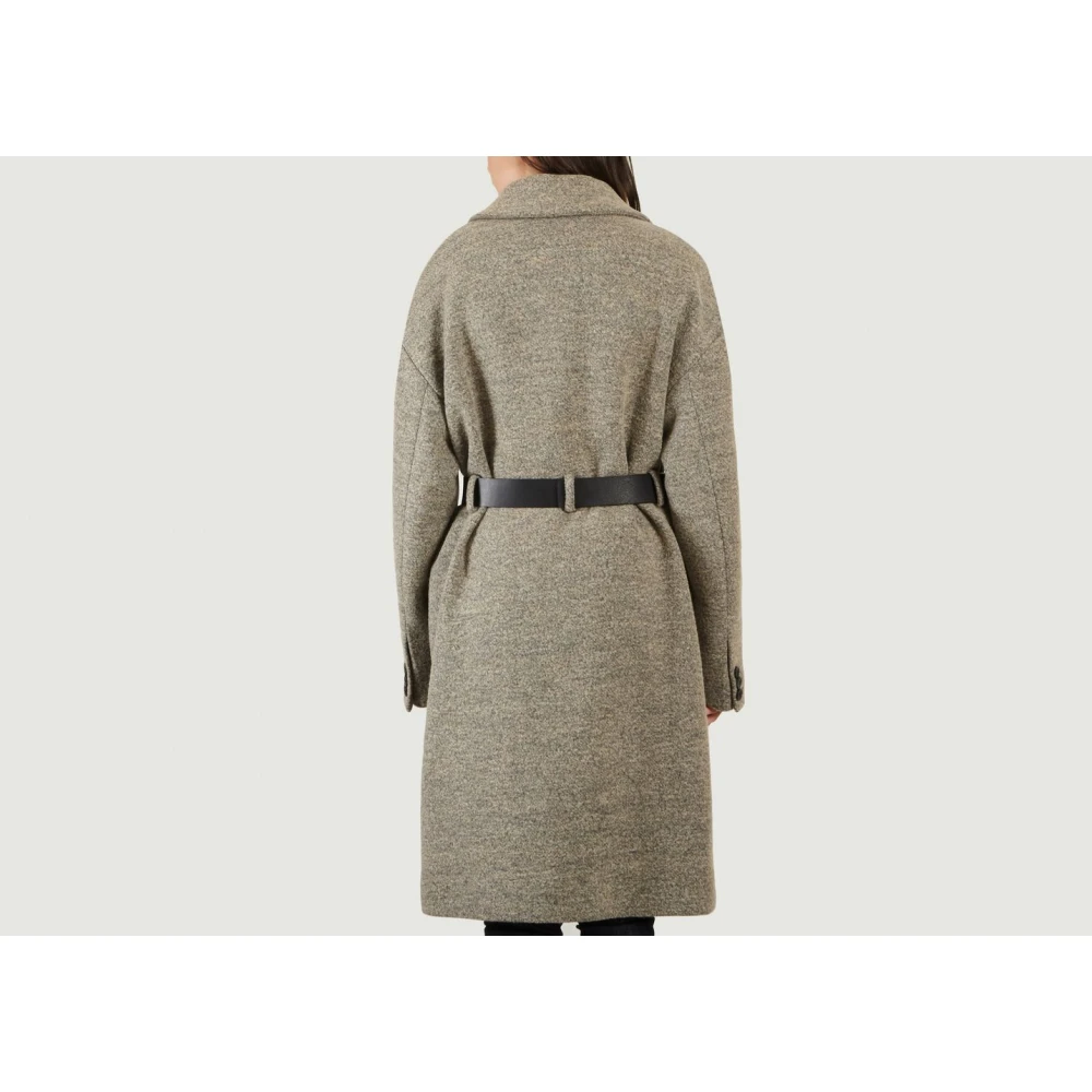 IRO Grijze Wollen Ceintuurjas Gray Dames