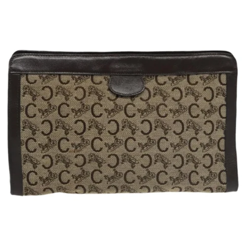 Celine Vintage Pre-owned Canvas clutches Beige Dames