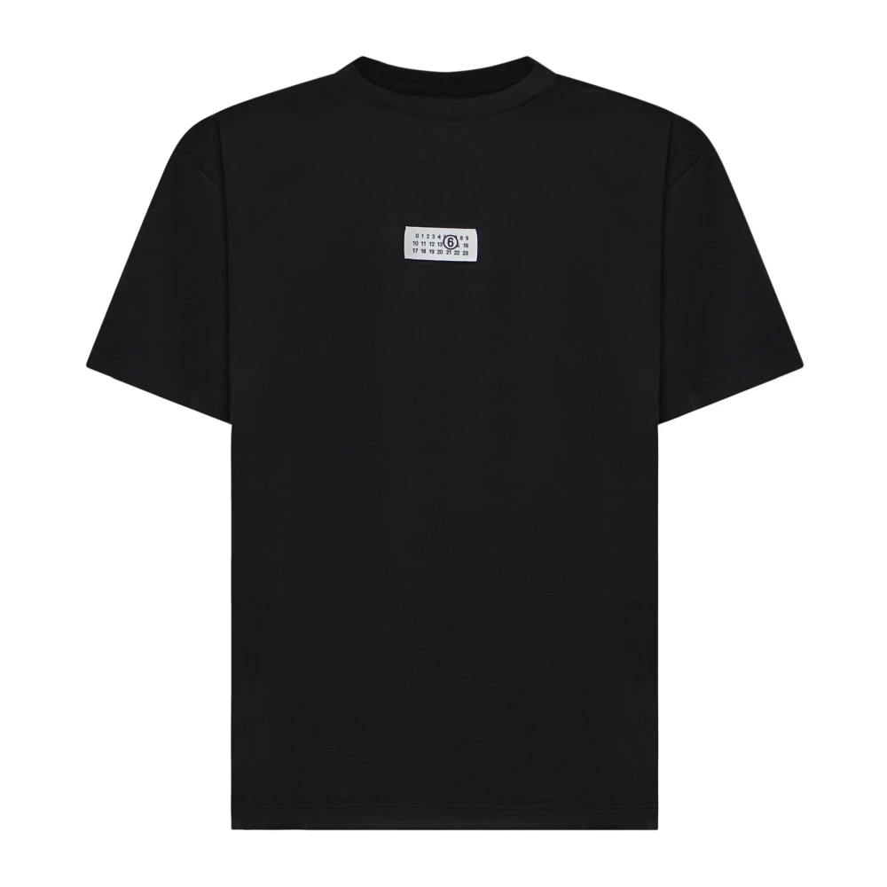 Mm6 Maison Margiela Uomo Nero T-Shirt Numeric In Jersey Con Logo - Immagine 4