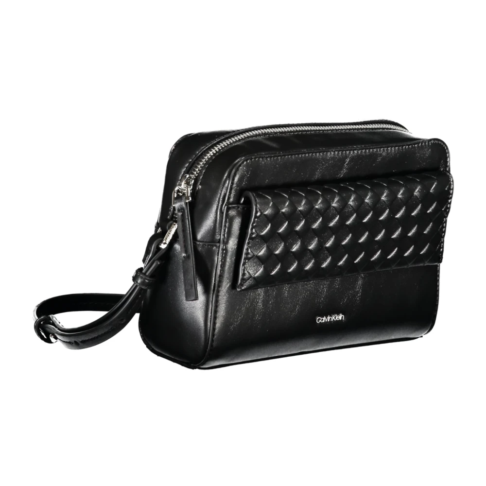 Calvin Klein Zwarte Schoudertas met Ritssluiting Black Dames