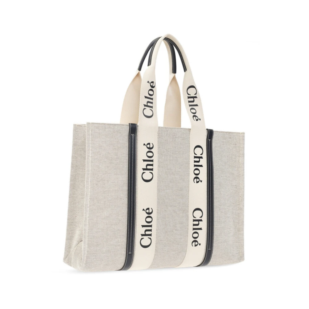 Chloé Grote Houten Tote Tas White Dames