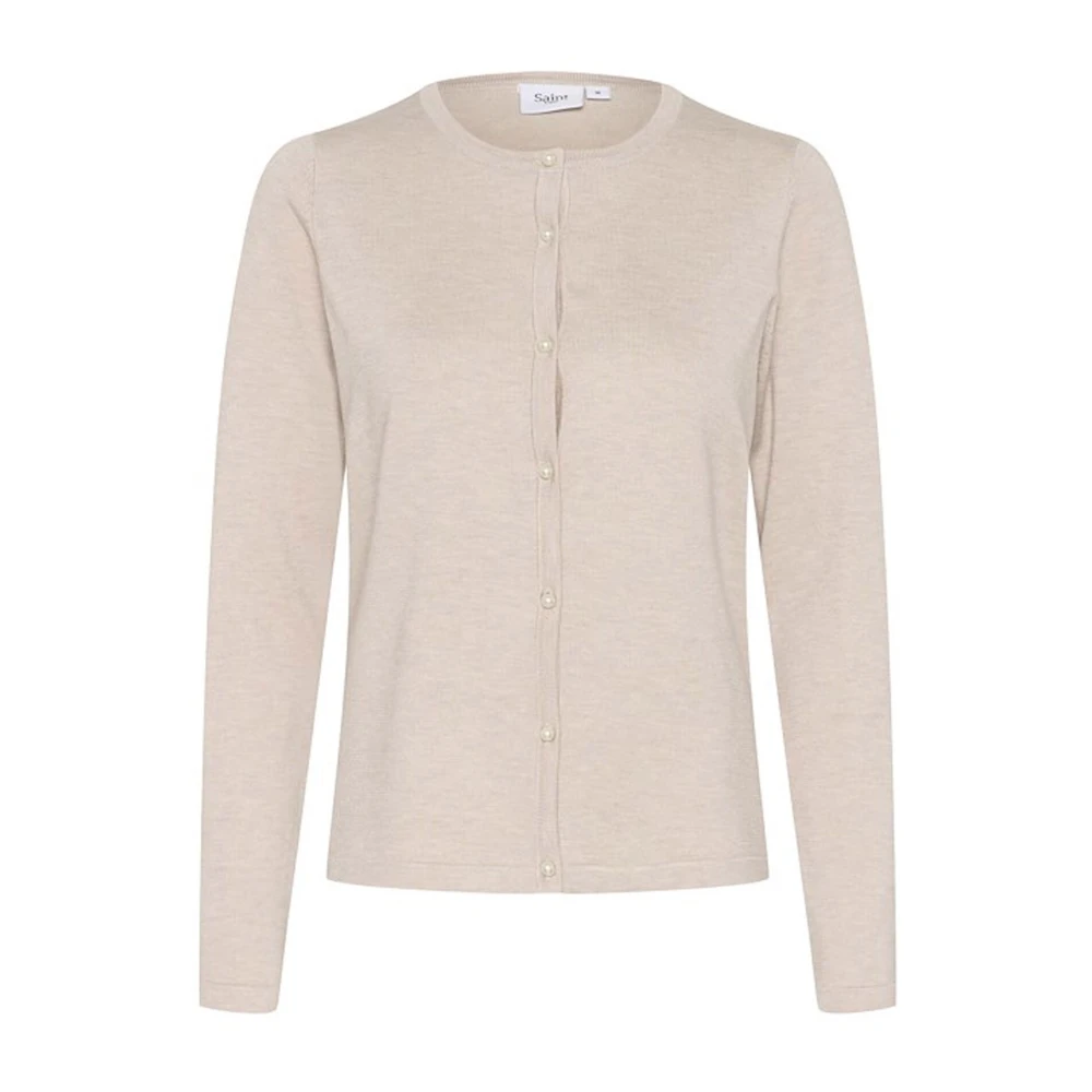 Saint Tropez Grijze Melange Gebreide Vest Beige Dames