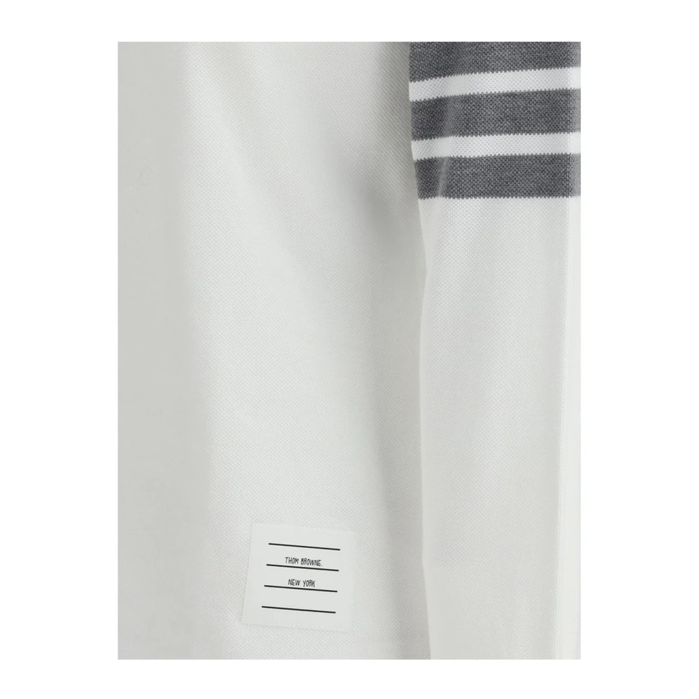 Thom Browne Monogram Patch Lange Mouw Polo Shirt White Dames