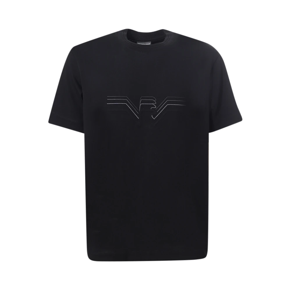 Emporio Armani Zwart Crew-neck T-shirt met Adelaar Logo Black Heren