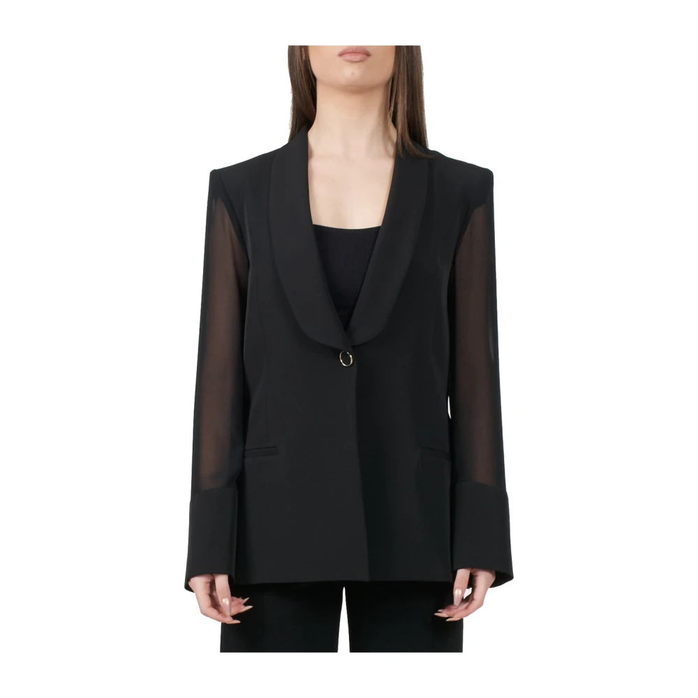 Simona Corsellini Polyester Blazer Jas met Shawl Kraag Black Dames