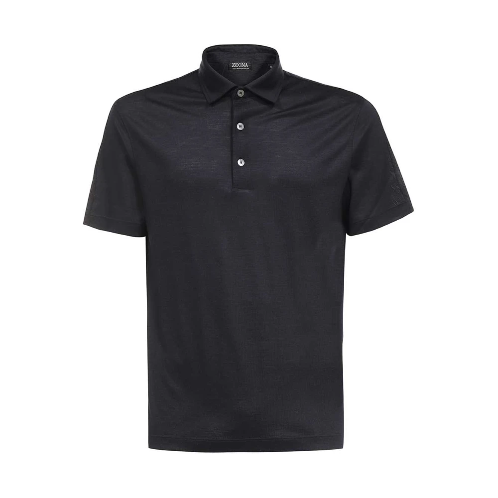 Ermenegildo Zegna Wollen Polo Shirt met Zijdelingse Splitten Blue Heren