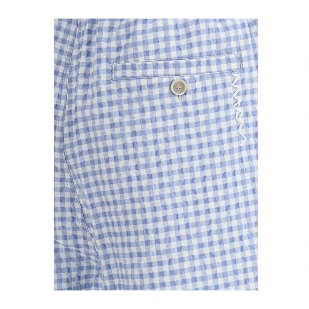 Marni Katoenen Vichy Shorts met Verstelbare Pasvorm Blue Heren