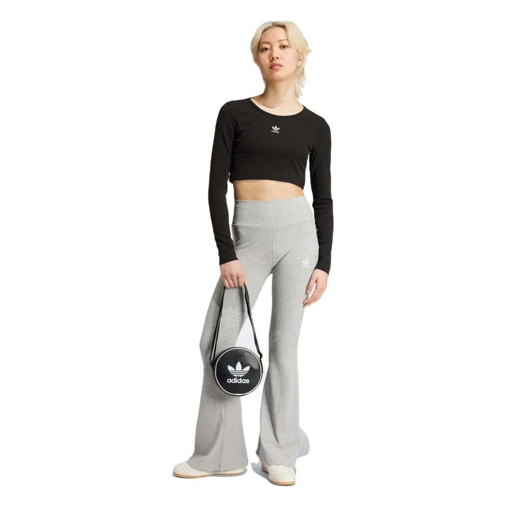 Adidas Essentials Geribbelde Crop Longsleeve T-shirt Black Dames