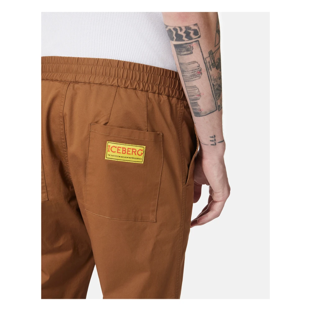 Iceberg Verbrand bruine jogging fit broek in stretch katoen gabardine Brown Heren